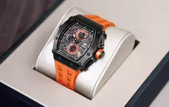 Tsar bomba tonneau relógios masculinos cristal de safira relógio de pulso vermelho à prova dwaterproof água cronógrafo data luxo presente natal para homem