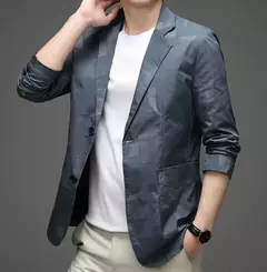 Blazers e roupas de peito único para homens, jaqueta grande, casacos casuais, roupas da moda, plus size, azul, nova primavera - loja online