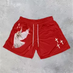 Calções de Ginásio Y2K para Homens e Mulheres, Angel Cross Impressão 3D, Casual Sports, Malha, Secagem Rápida, Respirável, Basquetebol, Verão, Unissex