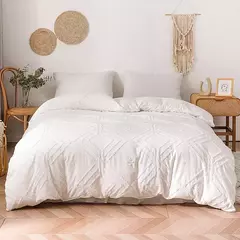 Wasart branco pitada plissado capa de edredão 220x240cm verão luxo cama casal colcha conjuntos único duplo rainha king size - Wolf Magazine