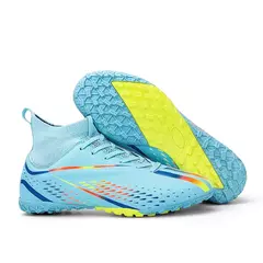 Botas masculinas de futebol longas, sapatos de futebol ao ar livre, grampos internos, futsal confortável, confortável antiderrapante, FG, TF, fósforo para meninos