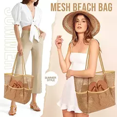 Bolsa de praia multi bolsos para toalhas Bolsa de viagem durável Organizador de brinquedos à prova d'água Armazenamento de natação Malha Roupa íntima Verão - Wolf Magazine