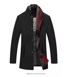 Casaco de lã quente grosso masculino, casacos casuais inteligentes, gola alta, cachecol destacável, moda Exterior, outono, inverno - comprar online