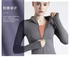 Fato de treino de mangas compridas Slim Fit para mulheres, casaco fitness, tops de ioga com buracos, jaqueta de ginástica, moletom de treino 2024 - comprar online