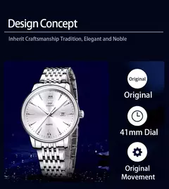 Imagem do OLEVS-Relógios de luxo high-end para homens, relógios originais de aço inoxidável, marca top, relógio de quartzo, relógio manual, moda
