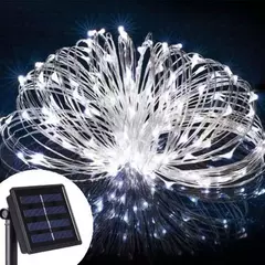 Impermeável cobre fio LED String Lights, Solar Power Lamp, jardim ao ar livre, casamento, festa de Natal, guirlanda, fada, 100