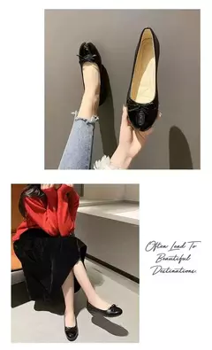 Mocassins slip-on com nó de arco para mulheres, sapatos baixos para senhoras, elegante bailarina para mãe, moda