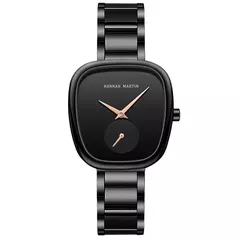 Relógio de pulso de quartzo oval estilo minimalista feminino, barril de vinho, ouro rosa, preto, cronômetro, elegante, 34mm, novo, 2023