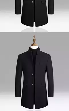 Imagem do BROWON-casaco de negócios casual masculino, casaco monocromático de lã, estilo chinês masculino, marca para outono e inverno, 2024