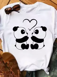 Maycaur-camiseta de manga curta para mulher, top solto com estampa de panda fofa, casual e solta, verão - comprar online