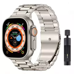Imagem do Pulseira de Aço Inoxidável para Relógio Apple, Pulseira High-End, Ultra 2, 49mm, 9, 8, 7, 45mm, 41mm, iWatch 6, 5, 4, 3, SE, 44 milímetros, 42 milímetros, 40 milímetros