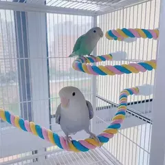 Imagem do Papagaio pássaro em pé brinquedos corda de algodão brinquedo colorido mastigar poleiros para pássaro balanço arnês gaiola brinquedo para animais de estimação papagaio escalada brinquedos