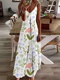 Vestido de cabeçada com estampa floral elegante feminino, casual roupas de praia, plus size, férias, Havaí, novo, 2024 - comprar online