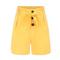 Calção frontal de botão monocromático feminino, cintura alta, cintura de gravata, roupa de praia, verão, Y2K