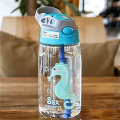 Criativo Cartoon Baby Feeding Cup com canudos, Kids Water Sippy Cup, copos portáteis ao ar livre para crianças, 480ml - loja online
