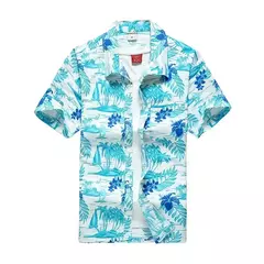 Imagem do Camisa havaiana de botão manga curta masculina, estampada em coqueiro, camisa Aloha, casual moda praia, plus size, verão, 5XL, 26 cores