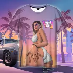 Camisola de manga curta com estampa Grand Theft Auto VI masculina e feminina, estilo casual, moda verão, Gta 6 quente, 3D, novo, 2022