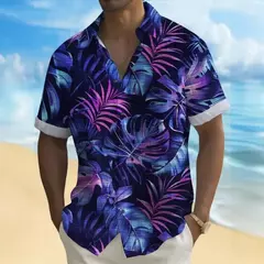 Camisa de praia masculina com impressão 3D, manga curta, extragrande, botão, solta, casual, havaiana, rua, diário, moda verão na internet