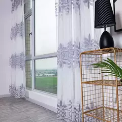 Tule Floral em Cortinas Puras, Tratamento Janela, Painel Persianas, Sala de estar, Quarto, Cozinha, Sombra, Roxo, Peônia - loja online