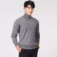 Imagem do Suéter de gola alta masculino pulôver de cashmere suéteres de gola alta, camisa, roupas para outono e inverno, 2023