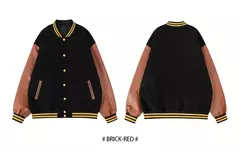 Imagem do Patches masculinos jaqueta bomber bloco de cores varsity beisebol outerwear casual solto primavera e outono confortável casacos unissex 24h enviado