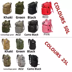 Impermeável Tactical Sports Bag, mochila de nylon resistente, mochilas ao ar livre para Trekking, pesca, caça, camping, caminhadas, 25L, 50L - comprar online