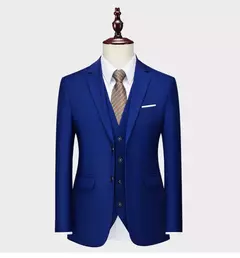 Terno casual de negócios masculino para casamentos, blazer genuíno, colete e calças, grande e alto, colete slim fit, calças de vestido, tamanho EUA