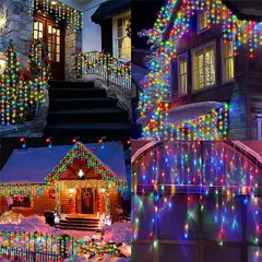 Imagem do Outdoor LED Solar Light String para decoração de Natal, fada cortina, paisagem luzes, festa de jardim, 8 modos