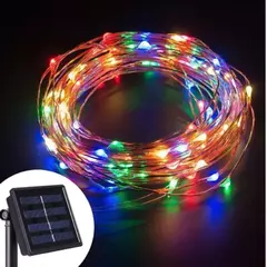Impermeável cobre fio LED String Lights, Solar Power Lamp, jardim ao ar livre, casamento, festa de Natal, guirlanda, fada, 100 - loja online