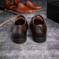 Couro genuíno masculino apontou dedo Oxford sapatos, sapatos de casamento forma