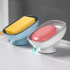 Super ventosa saboneteira com drenagem de água para banheiro suporte de sabão kithcen esponja recipiente de sabão suprimentos do banheiro