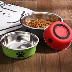 Tigela antiderrapante para cães, grande, médio e pequeno, gatos e cães, água potável, alimentação para animais de estimação, aço inoxidável, tigela de comida para animais de estimação