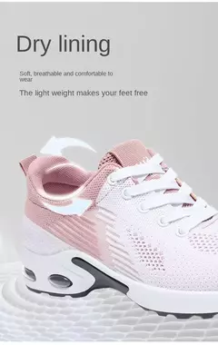 Tênis de corrida respirável feminino, tênis feminino, malha leve, almofada de ar, calçados esportivos, ao ar livre, com renda, treinamento, verão, novo