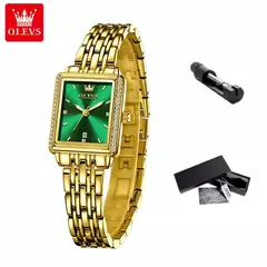 Olevs relógios femininos de luxo dourado aço inoxidável relógio feminino luminoso à prova d' água relógio de pulso de quartzo relógios de moda para mulheres