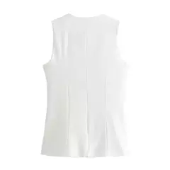 TRAF-Colete de botões sem mangas feminino, jaquetas de verão, colete rosa, streetwear, blusa de moda feminina, branco, 2022 - Wolf Magazine