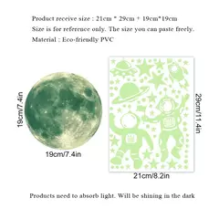 Adesivo de parede luminoso astronauta para decoração de casa, papel de parede estrela e lua, brilho no escuro, decalques autoadesivos, quarto e quarto infantil na internet