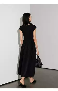LILYMOON-vestido longo de emenda francês, saia de cintura alta, preto, fino, temperamento, cem, moda, verão - Wolf Magazine