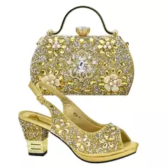 Sapatos e bolsas africanos Conjunto combinando para mulheres, sapato italiano e conjunto de bolsas para festa, sapatos de grife, luxo, 2024, nova chegada