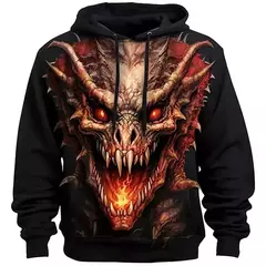 Moletom com capuz dragão estampado em 3D, pulôver casual, moletom de rua, roupas masculinas grandes, nova moda, outono e inverno - loja online