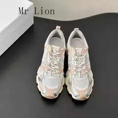 Imagem do Sapatilhas de couro remendos para mulheres, tênis de corrida casual antiderrapante, respirável, confortável, saída diária, moda, novo