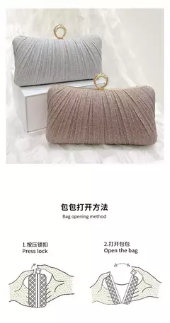 Imagem do Bolsa de ombro longa quadrada plissada para mulheres, bolsas de noite, bolsa elegante, bolsa de festa, casamento, baile, aniversário, luxo, novo