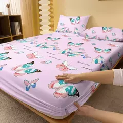 Simples e Moderno Borboleta Impresso Matte Lençol, Quarto Impresso Tampa de Cama, Cama (Excluindo Fronhas), 1 - comprar online