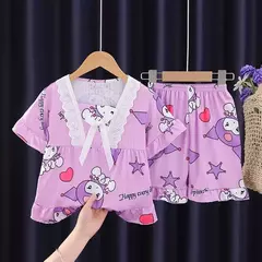 Pijama infantil para desenhos animados, roupas esportivas casuais, roupas para casa, camiseta estampada, kuromi, novo, verão - comprar online