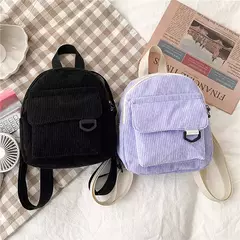 Mini mochila feminina, mochila escolar de veludo simples pequena, grande capacidade, mochila feminina durável, monocromática, casual, viajando, moda