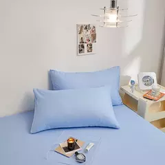 Kuup-Poliéster Equipado lençol e fronhas, monocromático, elástico, em torno da tampa do colchão, cama queen size, 3pcs na internet