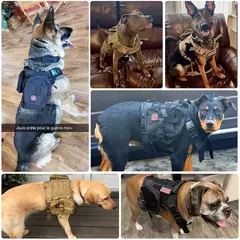 Coleira grande para cães, conjunto militar de arnês e coleira para treinamento de animais de estimação, arnês tático de pastor alemão para cães de todos os tamanhos na internet