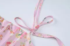 Vestido elegante com estampa floral vintage feminino, gola quadrada, sem mangas, fenda espartilho, vestidos de baile, roupas de verão, streetwear - Wolf Magazine