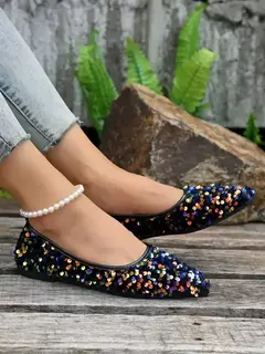 Apontou Toe Bling flats sapatos femininos, sapatos de caminhada casual, sandálias de primavera, marca de moda feminina, novo - comprar online