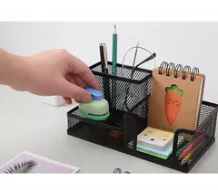 Imagem do Suporte De Caneta De Metal Criativo, Organizador De Papelaria De Mesa, Suporte De Lápis, Rack De Armazenamento De Arquivo, Caixa De 3 Grelha, Acessórios De Escritório