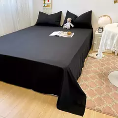Soft lavado algodão roupa de cama Set, Duvet Cover, fronha e lençol, Home Bedclothes, cama preta - loja online